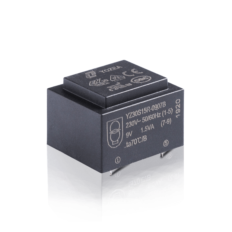 YZ30S15R-0907B-1.5w CE ROHS 220v 230v to 9v pcb mounting transformer